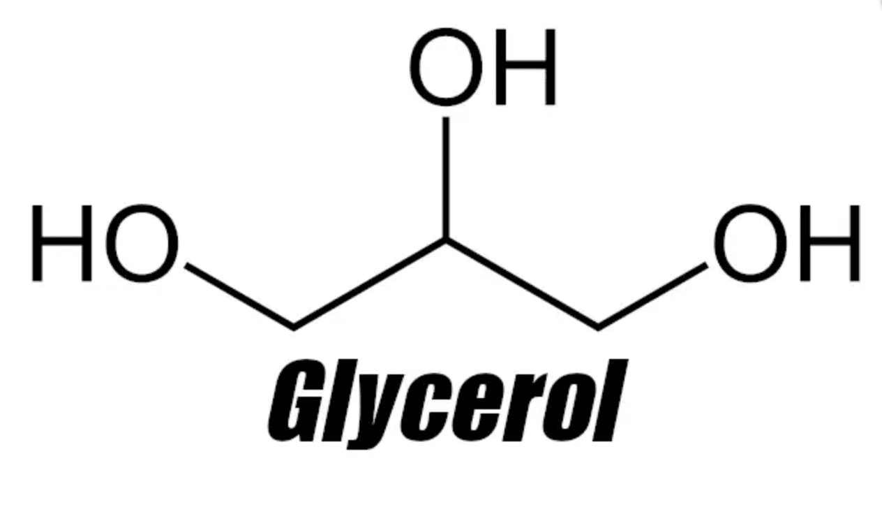 Glycerol molecular structure three-carbon backbone with hydroxyl groups