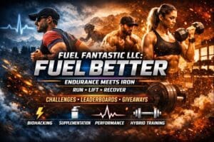 Fitness advertisement featuring athletes and workout themes.